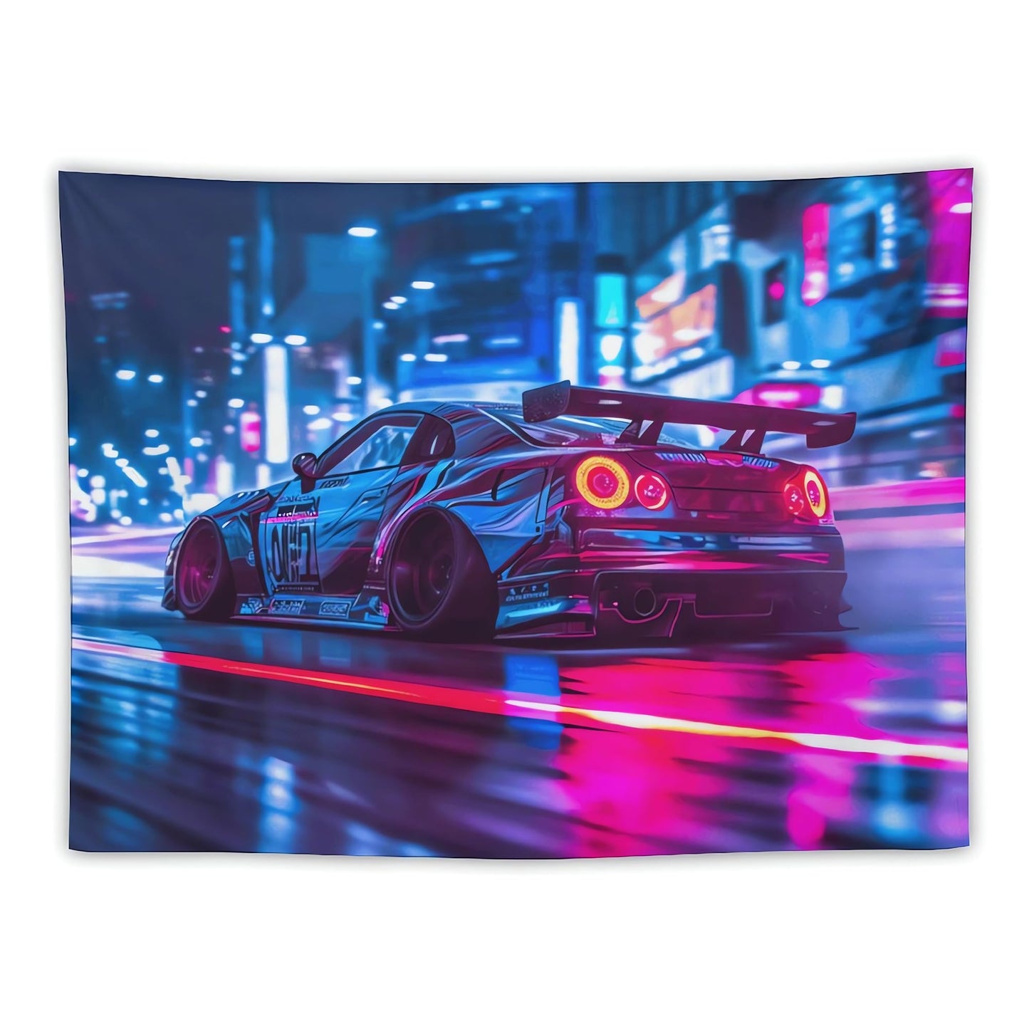 ANMOGID Jdm Car R32 Tapestry Japanese Street Wall Hanging Aesthetic Decoration For Bedroom Living Room Wall Art Tapestries 59"x39"