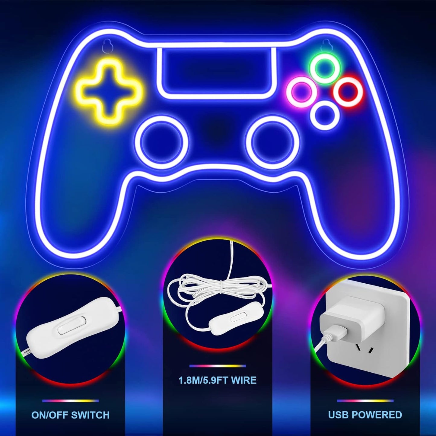 Kavaas Neon Sign for Gamer Room Decor - LED Game Neon Sign for Teen Boy Room Decor - Best Gamer Gifts for Boys, Kids