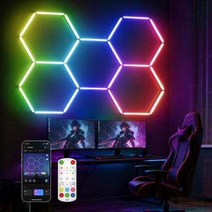 Glitgate RGB Hexagon Lights, 11-Hex with Music Sync, Timer, 100-240VAC