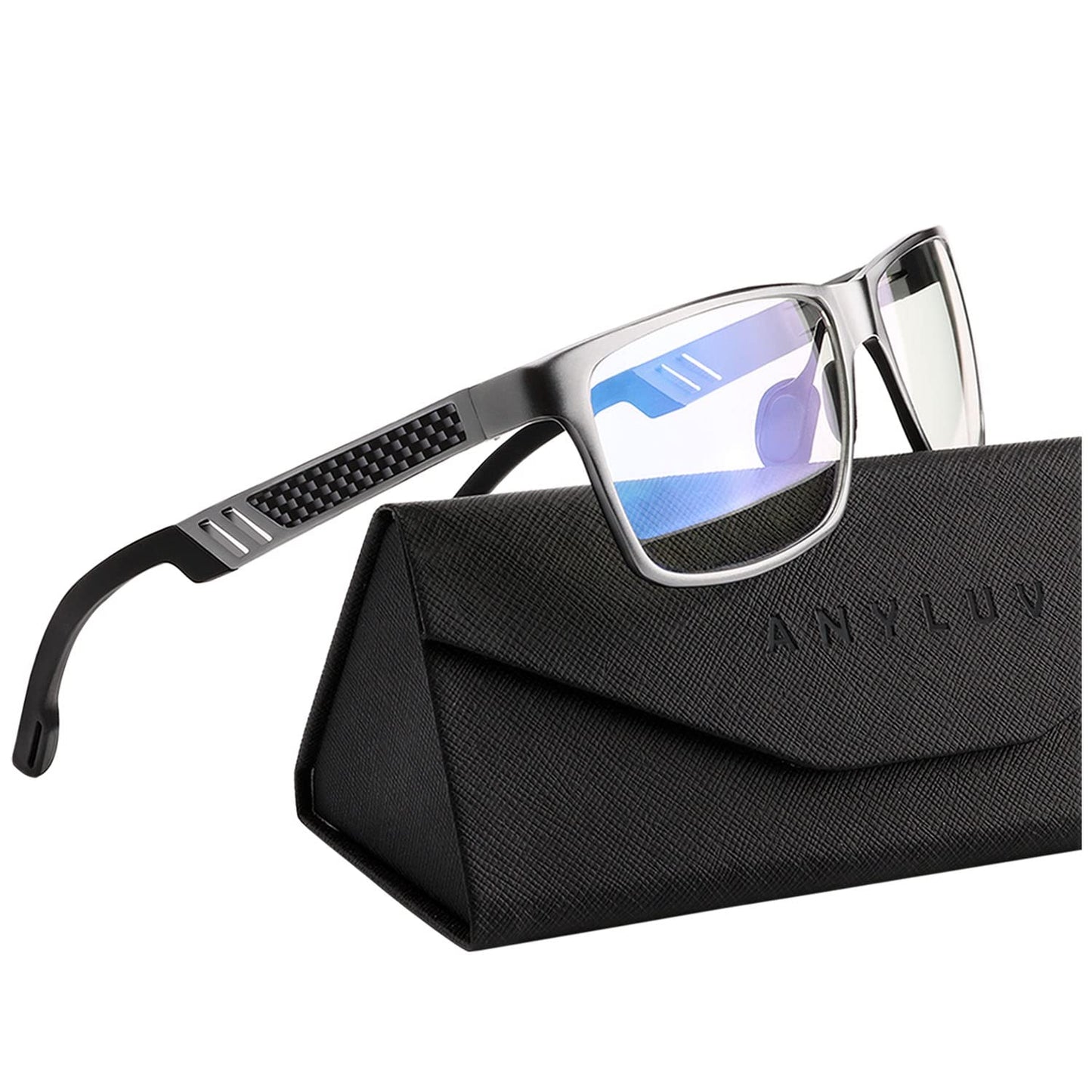 ANYLUV Blue Light Blocking Glasses Men Computer Gaming Glasses Lightweight Al-Mg Metal Anti Eyestrain UV400 Clear Lens Eye Protection 