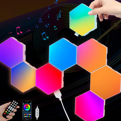 Vcwtty Hexagon Light Panels with Remote, 13 Colors, 6 Pack
