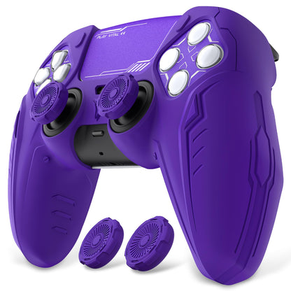 PlayVital Silicone Skin Set for PS5 Controller - Charging Dock Compatible, Full Protection Case with Futuristic CyberMech Design, Soft Cover with Thumb Grips & Stickers - Racing Green