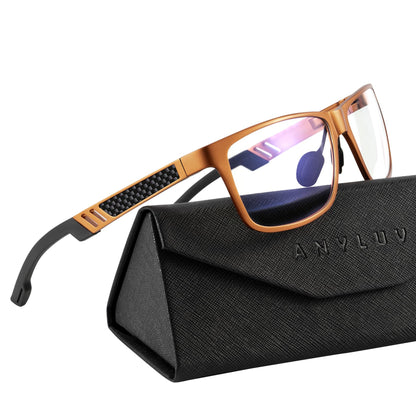 ANYLUV Blue Light Blocking Glasses Men Computer Gaming Glasses Lightweight Al-Mg Metal Anti Eyestrain UV400 Clear Lens Eye Protection 