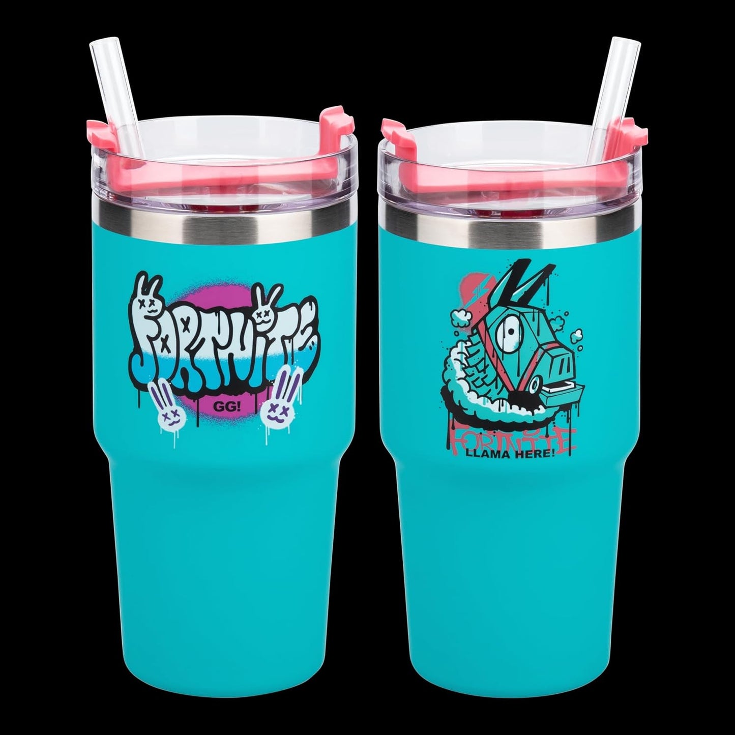 Paladone Fortnite 600ml Blue Insulated Gamer Cup and Straw, Officially Licensed Tumbler Water Bottle for Hot and Cold Drinks, Tea, Coffee | 600ml Insulated Cup • Straw Lid Design • Keeps Drinks Hot Or Cold • Portable Use • Fortnite Gift