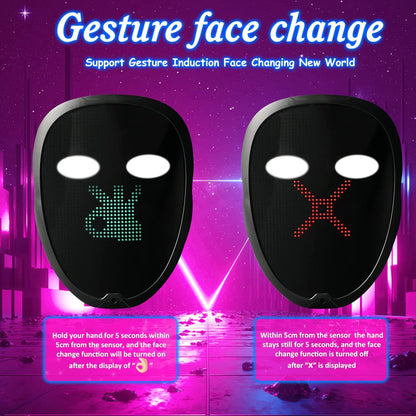 Depointer Life Led Mask with Bluetooth-compatible App Controlled, Customizable Shining Mask, unisex-adult