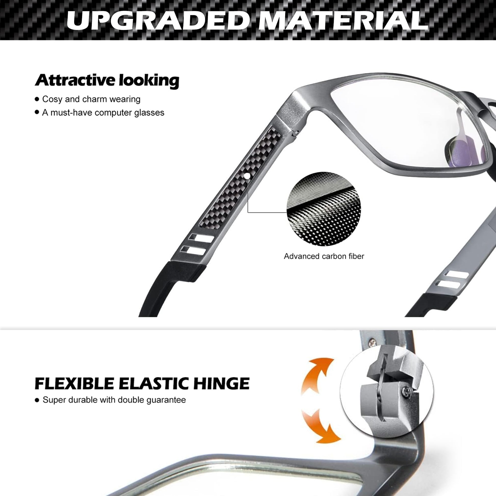 ANYLUV Blue Light Blocking Glasses Men Computer Gaming Glasses Lightweight Al-Mg Metal Anti Eyestrain UV400 Clear Lens Eye Protection 