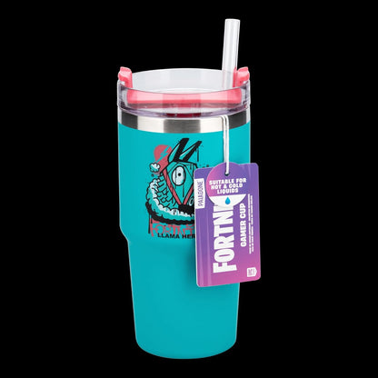 Paladone Fortnite 600ml Blue Insulated Gamer Cup and Straw, Officially Licensed Tumbler Water Bottle for Hot and Cold Drinks, Tea, Coffee | 600ml Insulated Cup • Straw Lid Design • Keeps Drinks Hot Or Cold • Portable Use • Fortnite Gift