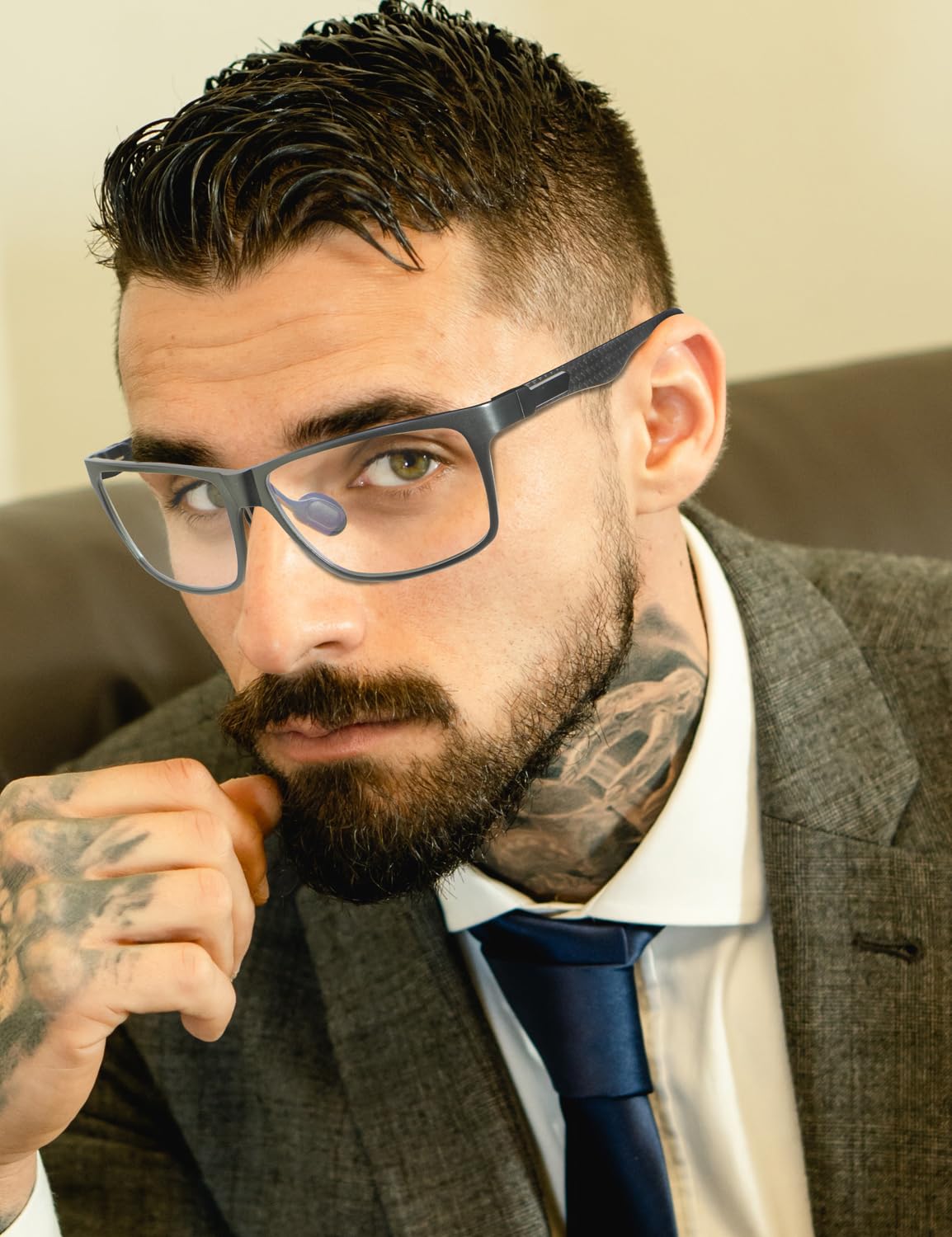 ANYLUV Blue Light Blocking Glasses Men Computer Gaming Glasses Lightweight Al-Mg Metal Anti Eyestrain UV400 Clear Lens Eye Protection 