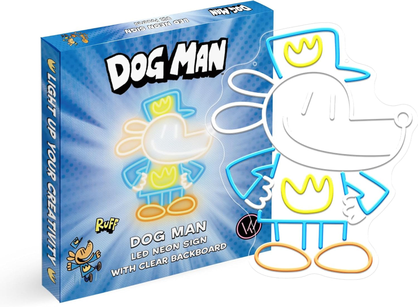 Officially Licensed Dog Man LED Neon Sign – Vibrant Kids’ Bedroom & Game Room Wall Decor, Safe Movie-Themed Gift for Fans Christmas/Birthday, 15x12.4 inches)