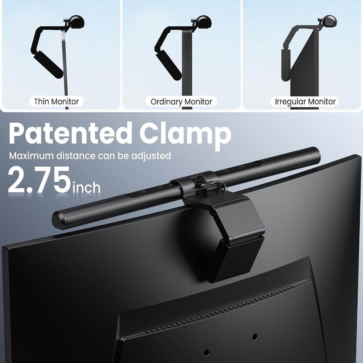 Quntis Computer Monitor Lamp, Screen Monitor Light Bar for Eye Caring, USB Reading LED Task Lamp with Auto-Dimming, Dimmable Light Bar, Touch Control, No Glare Space Saving Home Office Desk Lamps