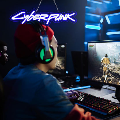 WonderfulLife Game Cyberpunk Neon Sign for Game Zone Decor,Shooting Games Led Lights for Man Cave Gaming Room Internet Bar or Bedroom Decoration.5V USB Powered,Easy Hanging.