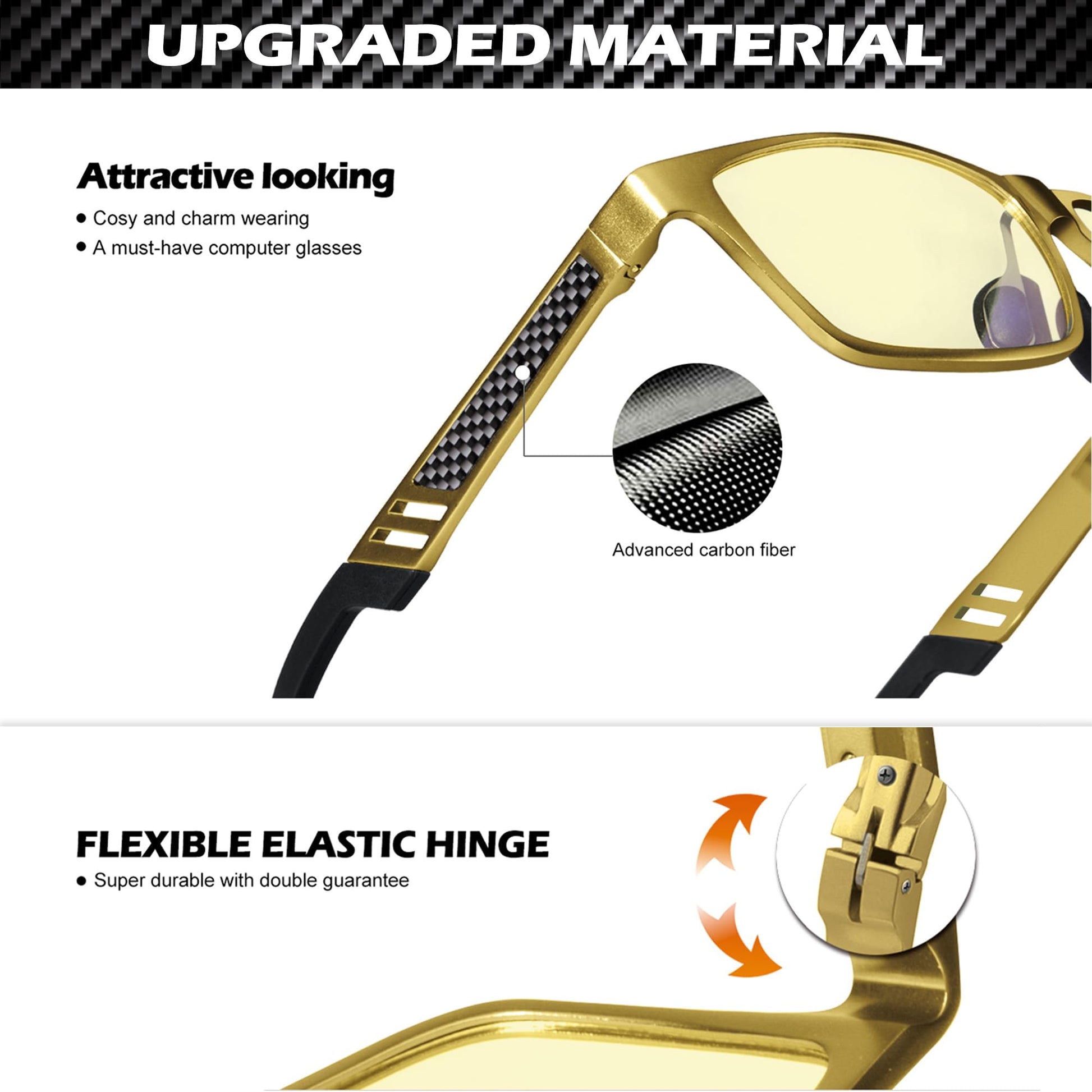 ANYLUV Blue Light Blocking Glasses Men Computer Gaming Glasses Lightweight Al-Mg Metal Anti Eyestrain UV400 Clear Lens Eye Protection 