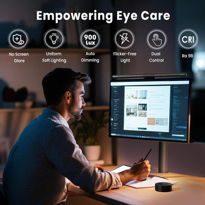 Quntis Computer Monitor Lamp, Screen Monitor Light Bar for Eye Caring, USB Reading LED Task Lamp with Auto-Dimming, Dimmable Light Bar, Touch Control, No Glare Space Saving Home Office Desk Lamps