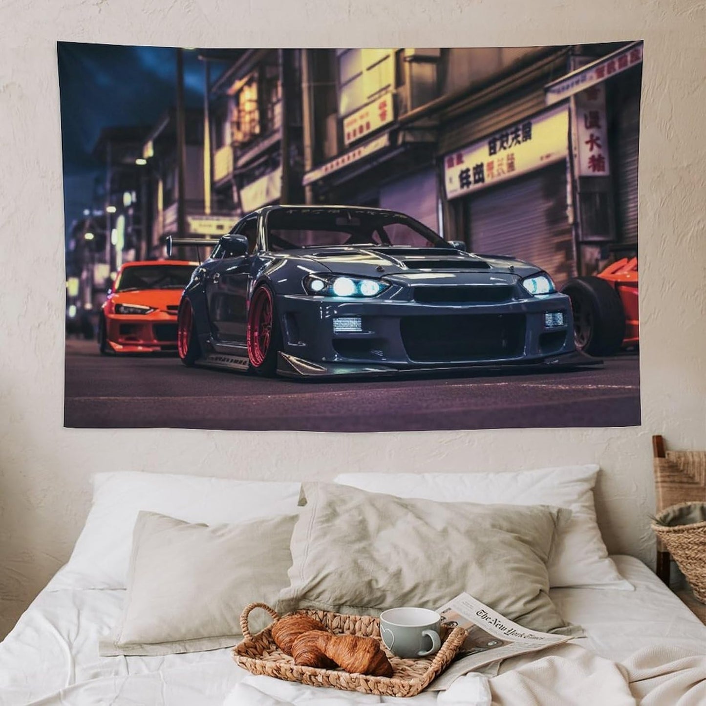 ANMOGID Jdm Car R32 Tapestry Japanese Street Wall Hanging Aesthetic Decoration For Bedroom Living Room Wall Art Tapestries 59"x39"