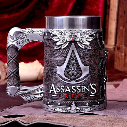 Nemesis Now Video Game Merch Tankard, Hand-Painted Resin Beer Mug, Stainless Steel Removable Insert, Gamer Gifts, 15.5cm - Assassin's Creed The Creed