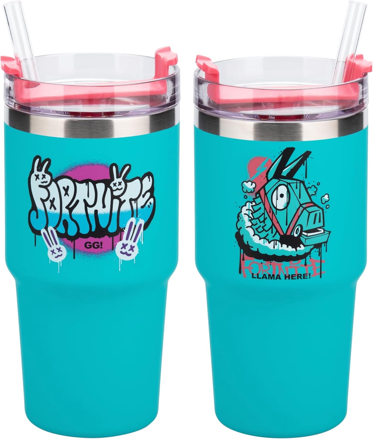 Paladone Fortnite 600ml Blue Insulated Gamer Cup and Straw, Officially Licensed Tumbler Water Bottle for Hot and Cold Drinks, Tea, Coffee | 600ml Insulated Cup • Straw Lid Design • Keeps Drinks Hot Or Cold • Portable Use • Fortnite Gift