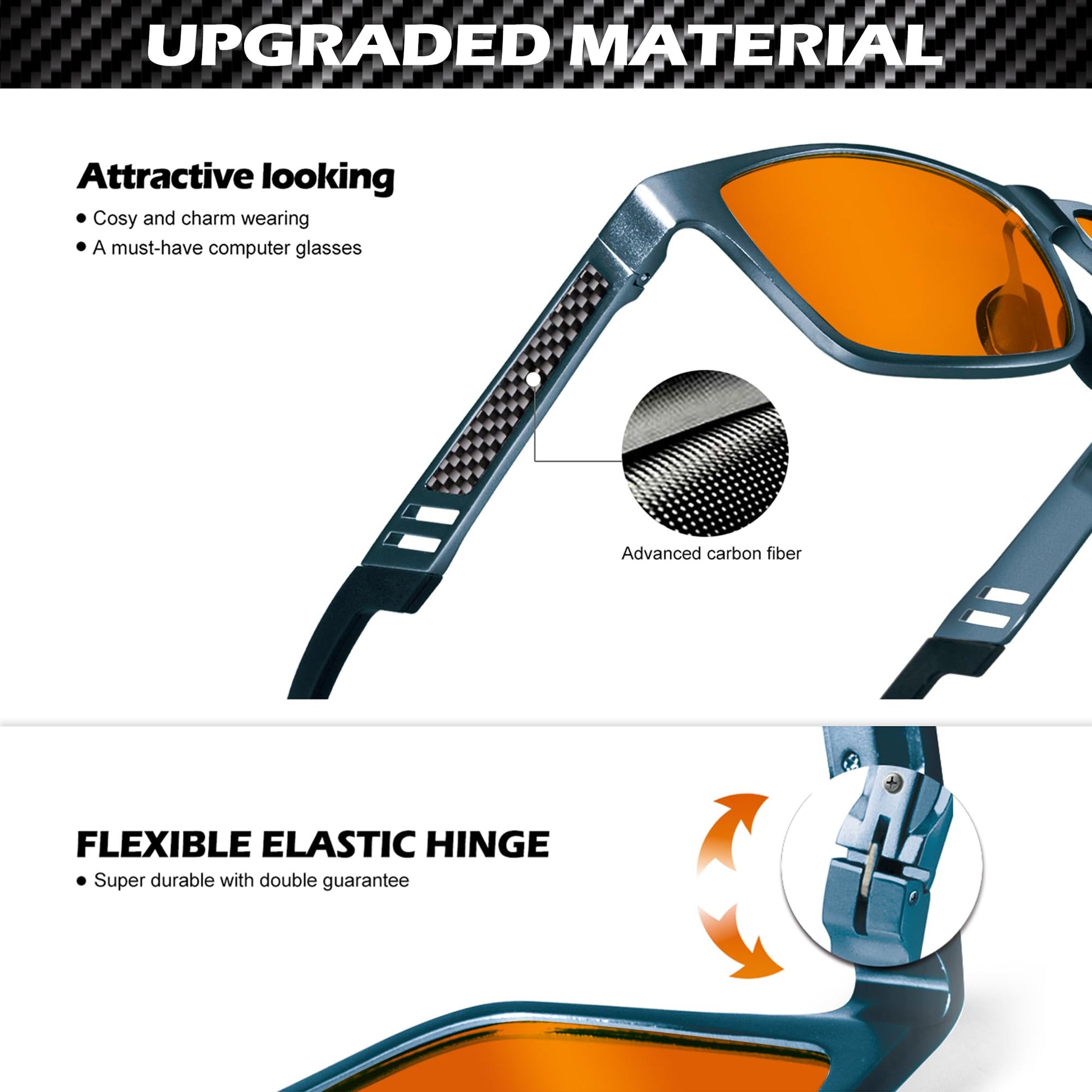 ANYLUV Blue Light Blocking Glasses Men Computer Gaming Glasses Lightweight Al-Mg Metal Anti Eyestrain UV400 Clear Lens Eye Protection 