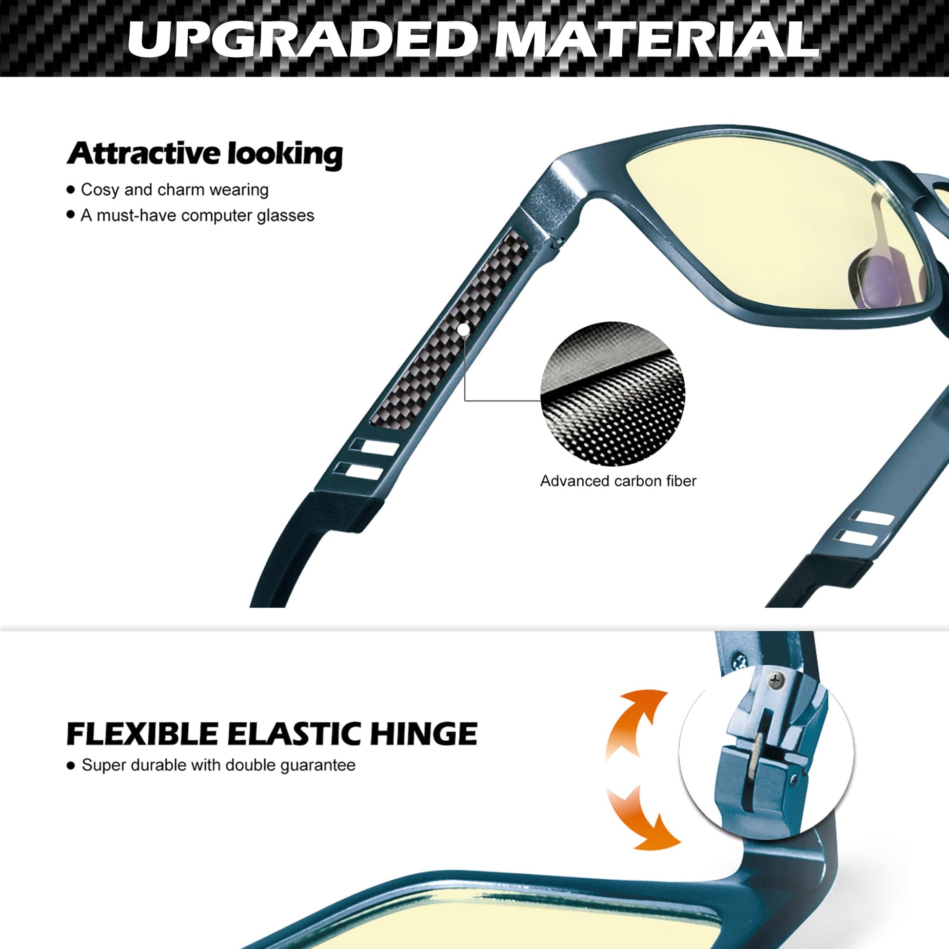 ANYLUV Blue Light Blocking Glasses Men Computer Gaming Glasses Lightweight Al-Mg Metal Anti Eyestrain UV400 Clear Lens Eye Protection 