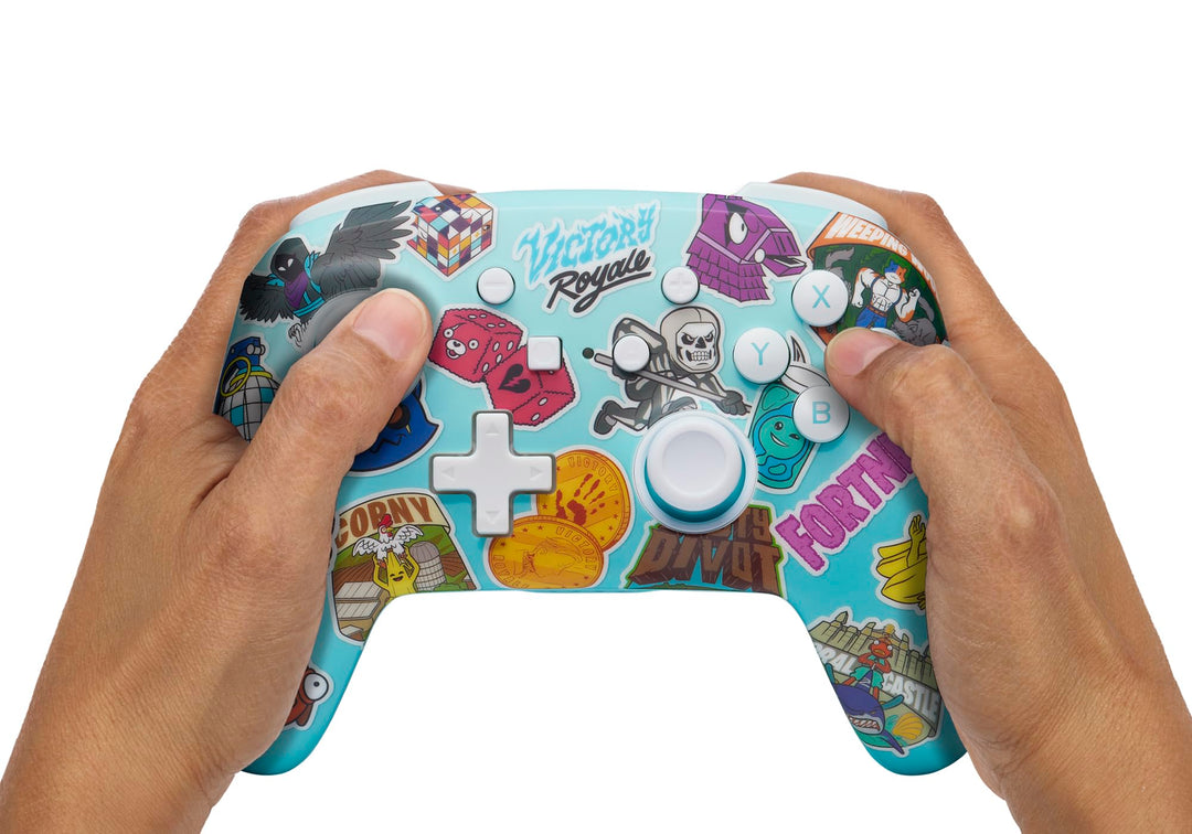 PowerA Enhanced Wireless Controller for Nintendo Switch - Fortnite Sticker Mania, Nintendo Switch - OLED Model, Nintendo Switch Lite, Gamepad, game controller, Bluetooth controller, Officially Licensed, Bonus Virtual Item Included