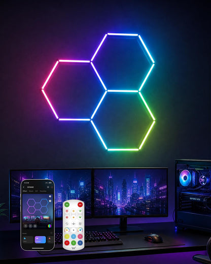 Glitgate RGB Hexagon Lights, 11-Hex with Music Sync, Timer, 100-240VAC