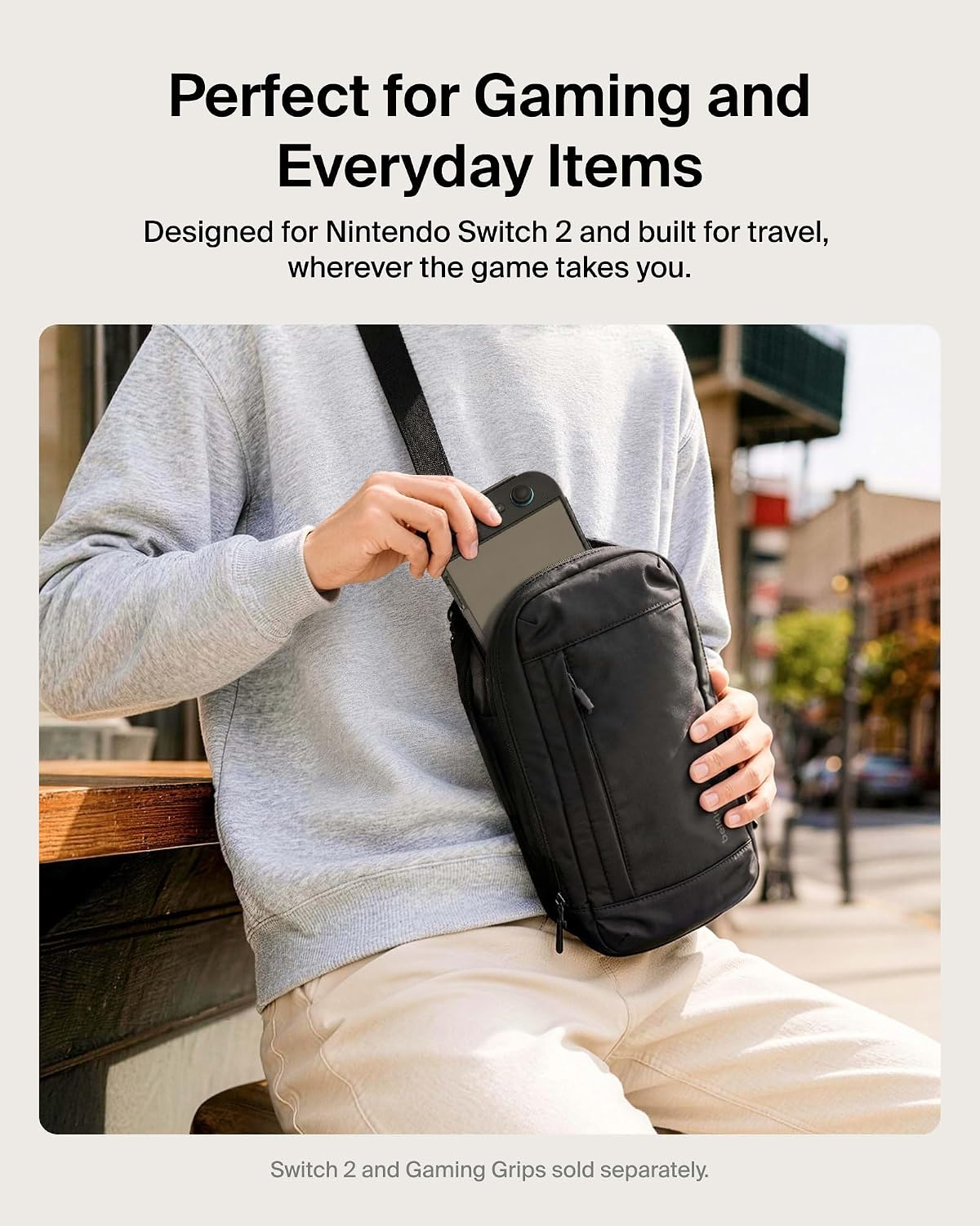 Belkin Nintendo Switch 2 Carrying Case, Sling Crossbody Travel Bag | Lightweight crossbody travel bag with stowable crossbody strap, soft interior, fits 2 Pro Controllers and 10 game card slots