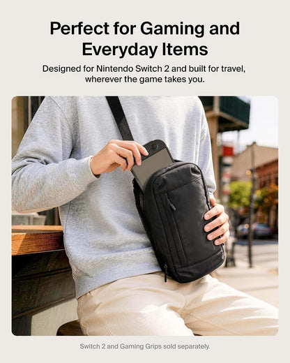 Belkin Nintendo Switch 2 Carrying Case, Sling Crossbody Travel Bag | Lightweight crossbody travel bag with stowable crossbody strap, soft interior, fits 2 Pro Controllers and 10 game card slots