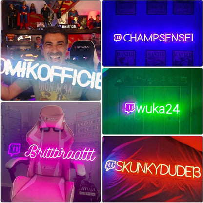 Custom Gamer Tag LED Sign, Personalized Live Streaming Sign Channel ID Name Neon Light, Twitch Neon Sign for Wall Decor, YouTube LED Sign, Custom Gaming Sign Gifts for YouTube Streamers Influencers