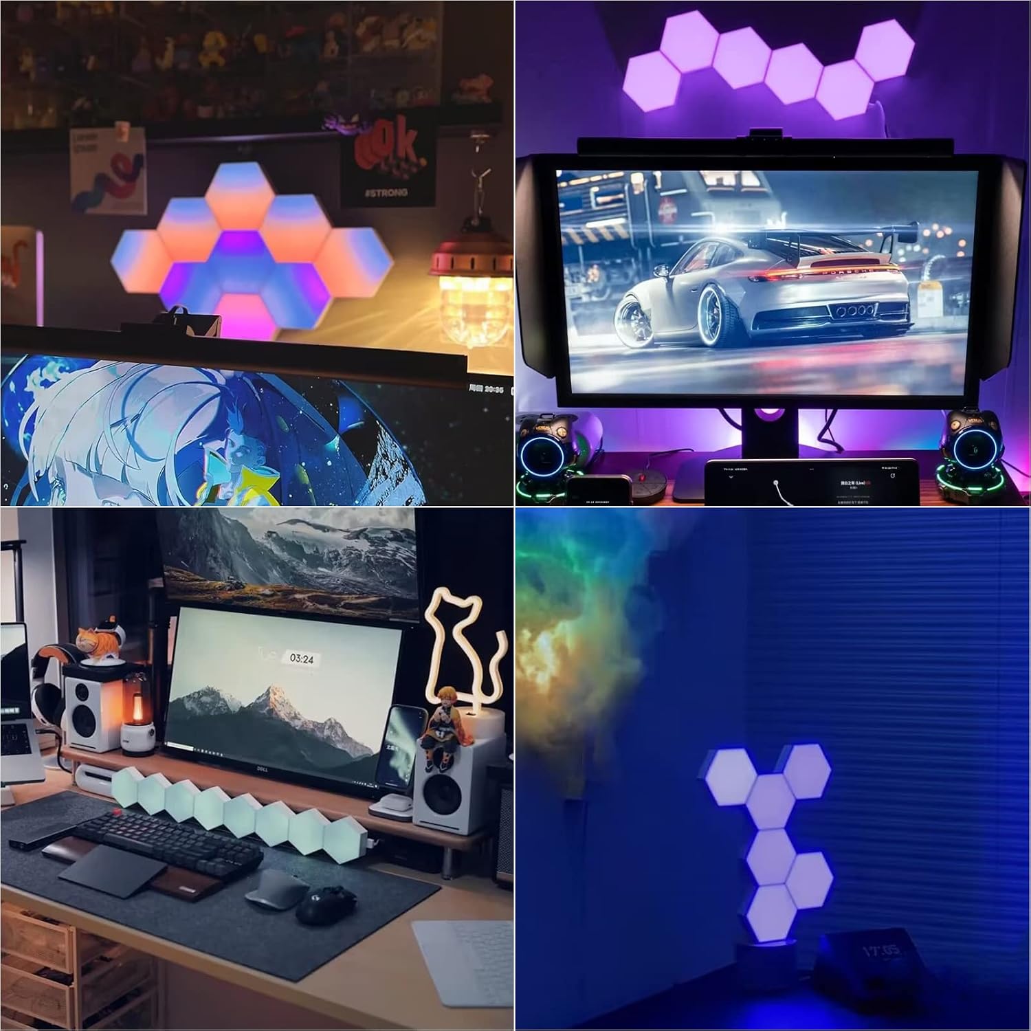 Vcwtty Hexagon Light Panels with Remote, 13 Colors, 6 Pack