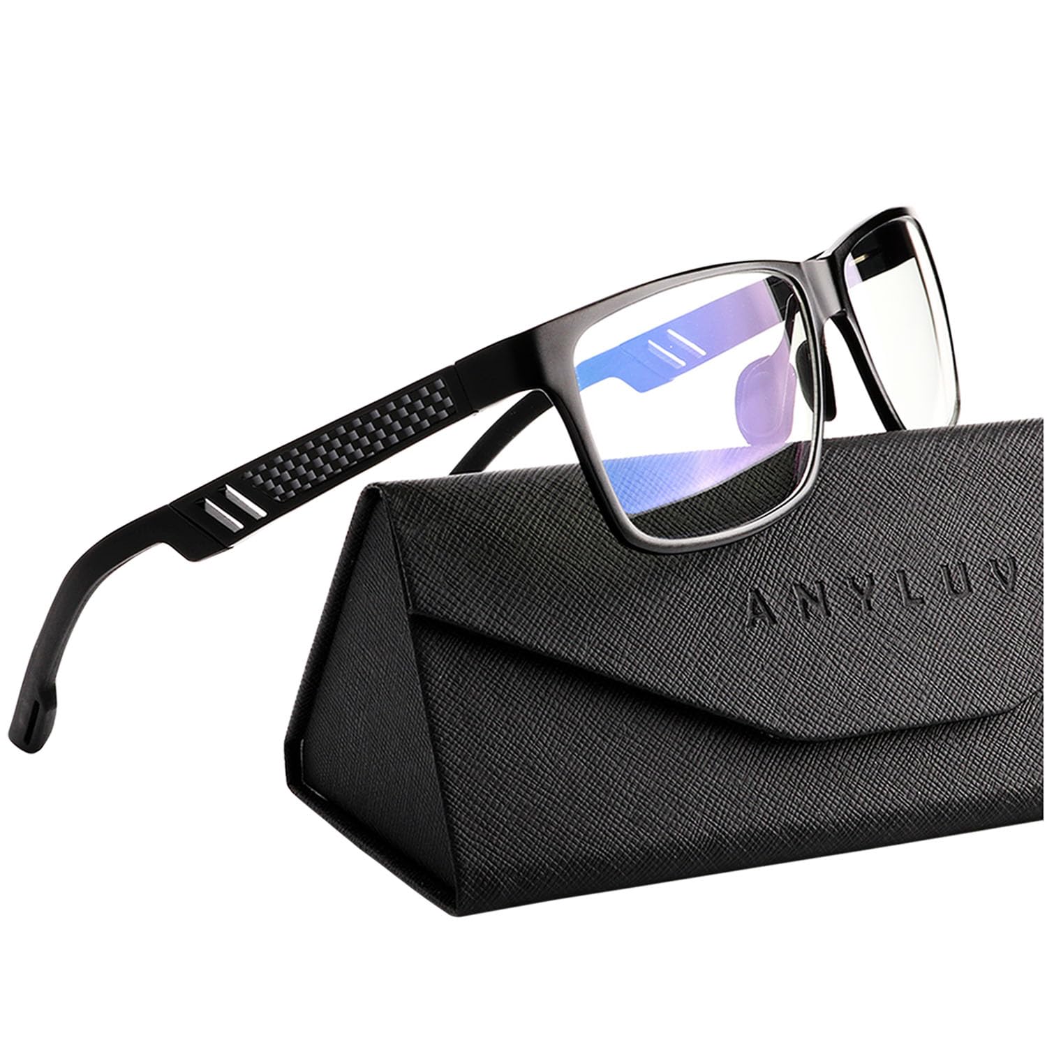 ANYLUV Blue Light Blocking Glasses Men Computer Gaming Glasses Lightweight Al-Mg Metal Anti Eyestrain UV400 Clear Lens Eye Protection 