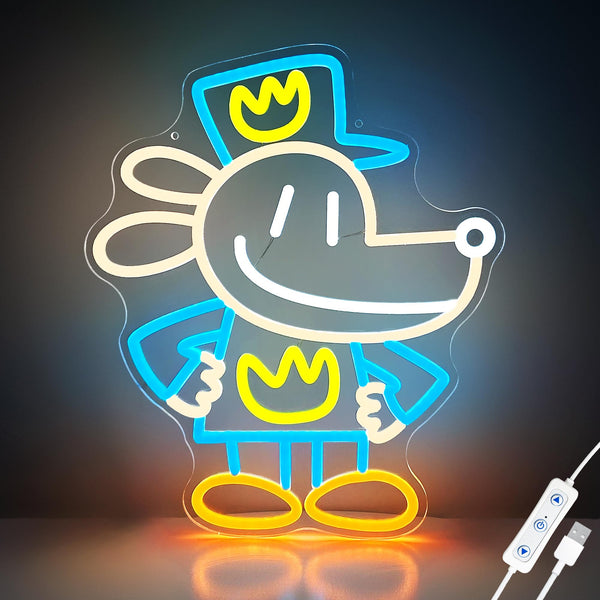 Dog Man LED Neon Sign – Vibrant Kids Bedroom Wall Decor | USB Powered Neon Light