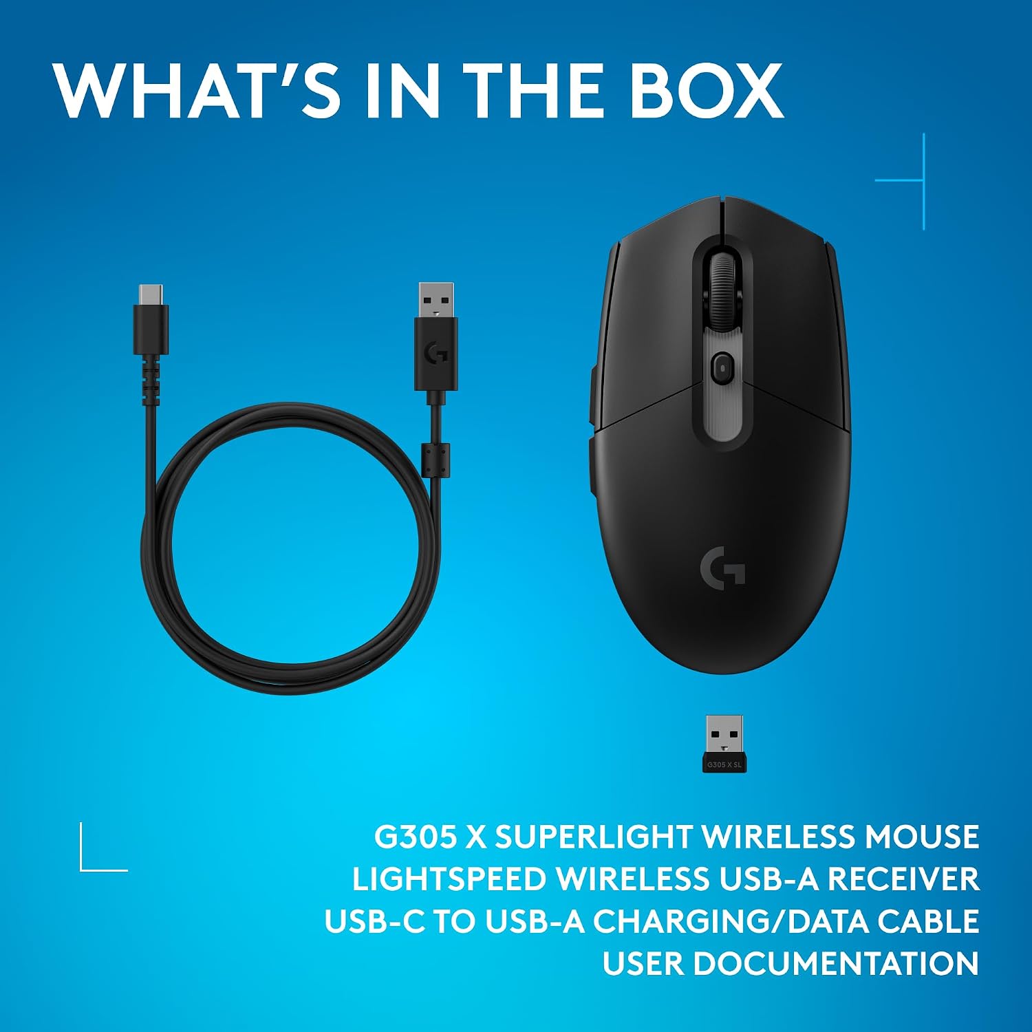 Logitech G305 X Superlight Wireless Gaming Mouse - Black