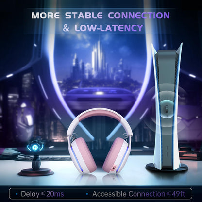 2.4GHz Wireless Gaming Headset for PC, PS4, PS5, Mac, Nintendo Switch, Bluetooth 5.2 Gaming Headphones with Noise Canceling Microphone, Stereo Sound, ONLY 3.5mm Wired Mode for Xbox Series - White - Gapo Goods - Computer PC Gaming Accessories