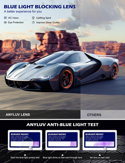 ANYLUV Blue Light Blocking Glasses Men Computer Gaming Glasses Lightweight Al-Mg Metal Anti Eyestrain UV400 Clear Lens Eye Protection 