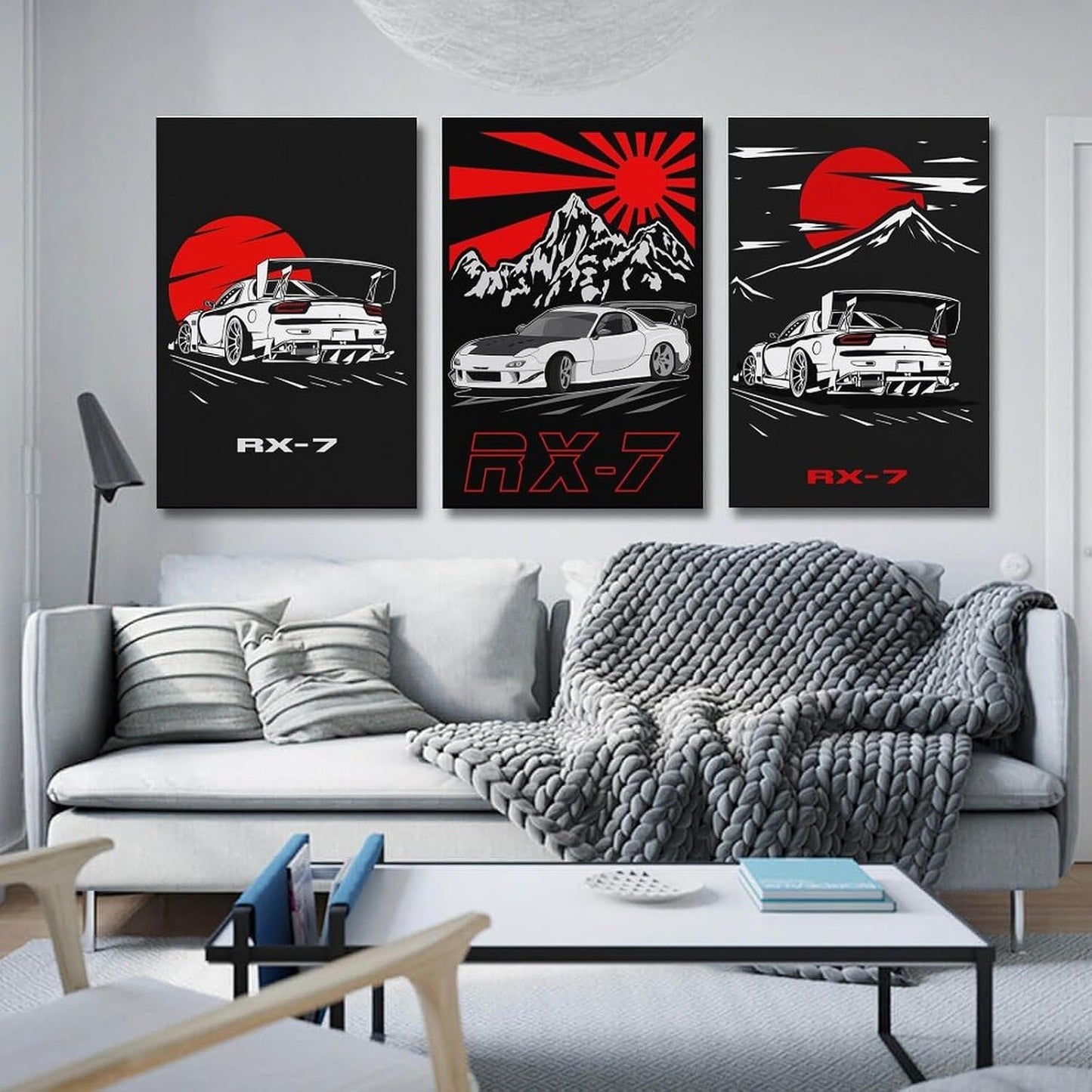 RIUFIN 3pcs JDM Sport Car Posters Rx7 Car Wall Decor Art-Modern Car Wall Art Prints Cool Posters for Boys Room-Bathroom Bedroom Office Canvas Wall Art Ready to Hang 12x18inch(30x45cm)