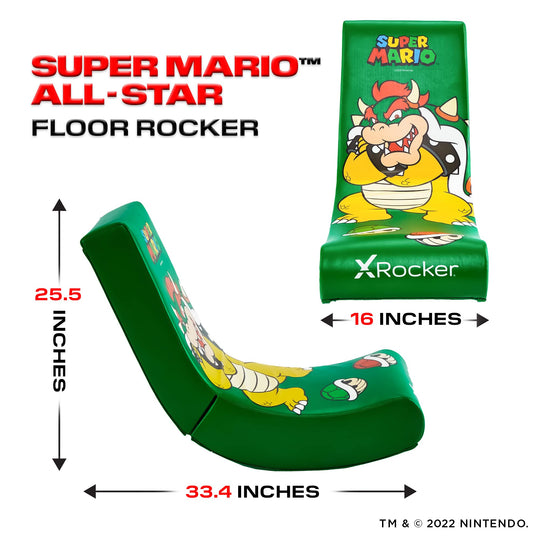 X Rocker Nintendo Video Gaming Chair for Kids 5-17, Floor Rocker, Gifts for Gamers, Mario, Bowser, Peach, Luigi, Yoshi, Gifts for Teens, Boys, Girls