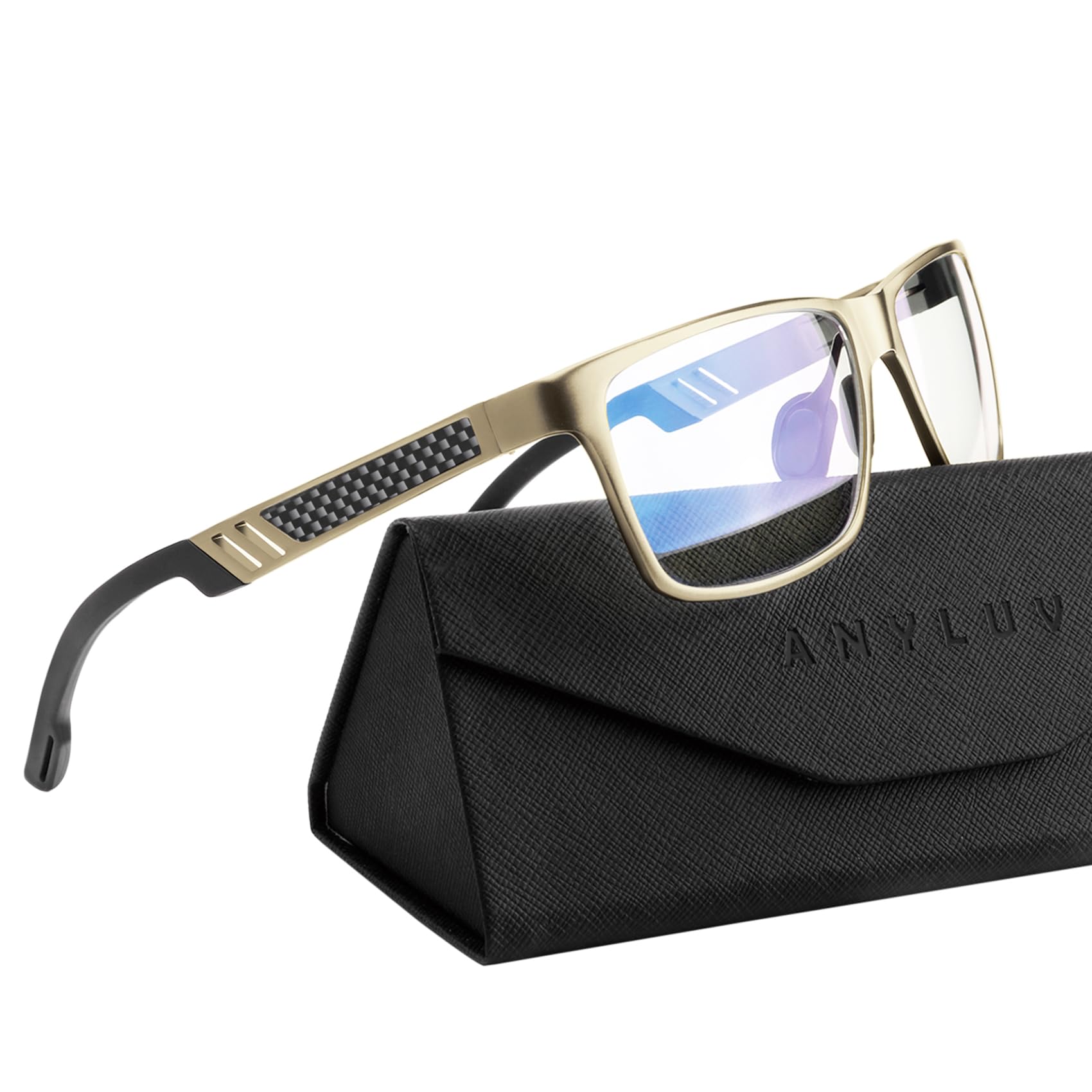 ANYLUV Blue Light Blocking Glasses Men Computer Gaming Glasses Lightweight Al-Mg Metal Anti Eyestrain UV400 Clear Lens Eye Protection 