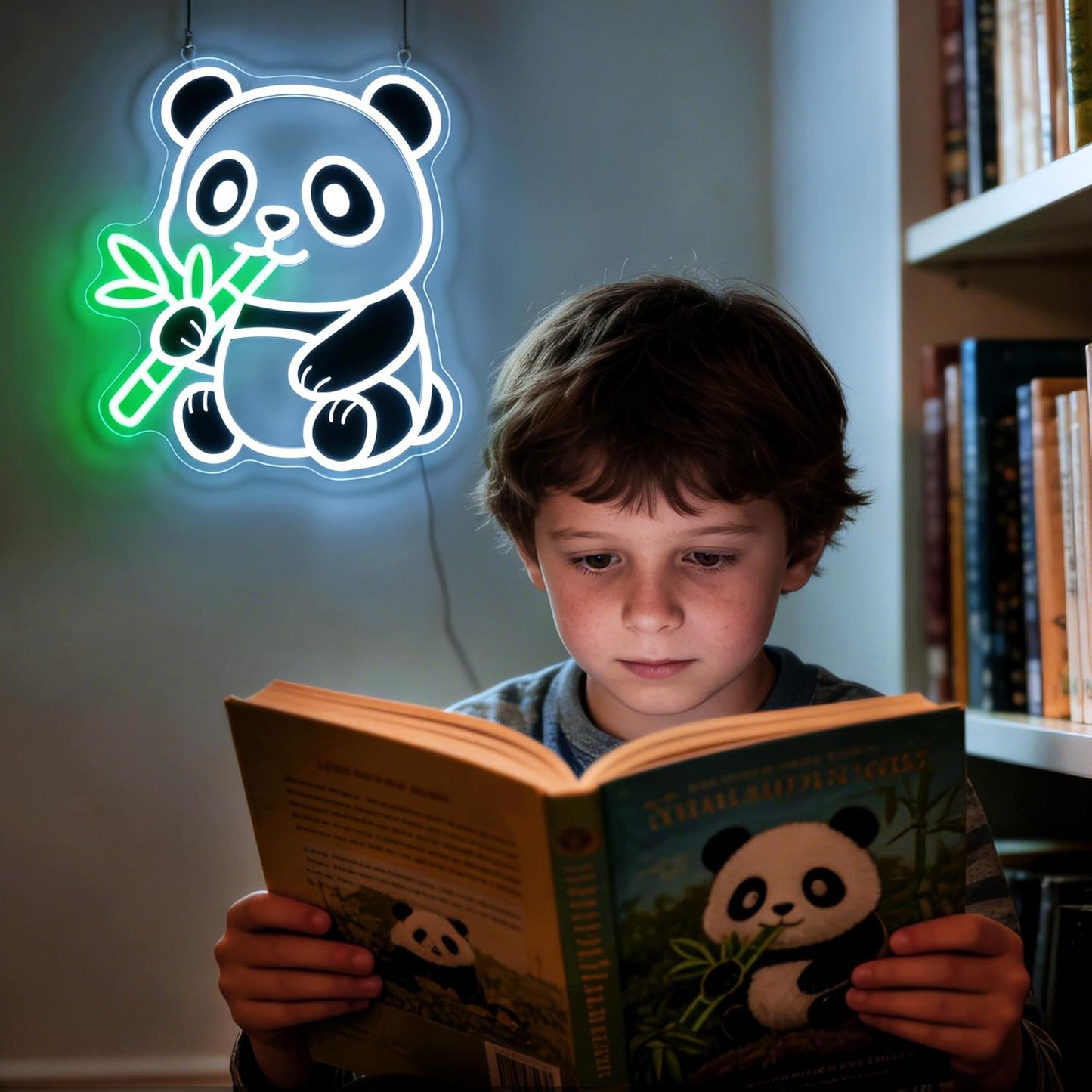 Panda Neon Sign, Dimmable LED Animal Neon Light with UV Print Design, Cute Panda Lamp for Room Wall Decor, Birthday Gifts for Panda Lovers, USB Powered, 10.0 x 11.7 Inch