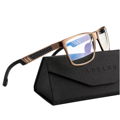 ANYLUV Blue Light Blocking Glasses Men Computer Gaming Glasses Lightweight Al-Mg Metal Anti Eyestrain UV400 Clear Lens Eye Protection 