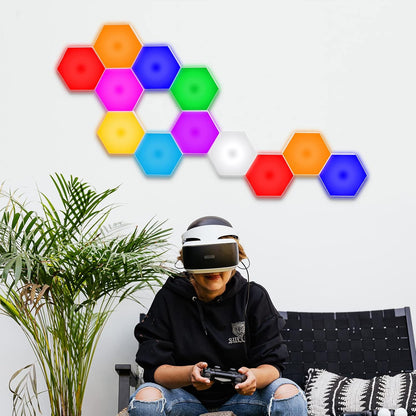 Vcwtty Hexagon Light Panels with Remote, 13 Colors, 6 Pack