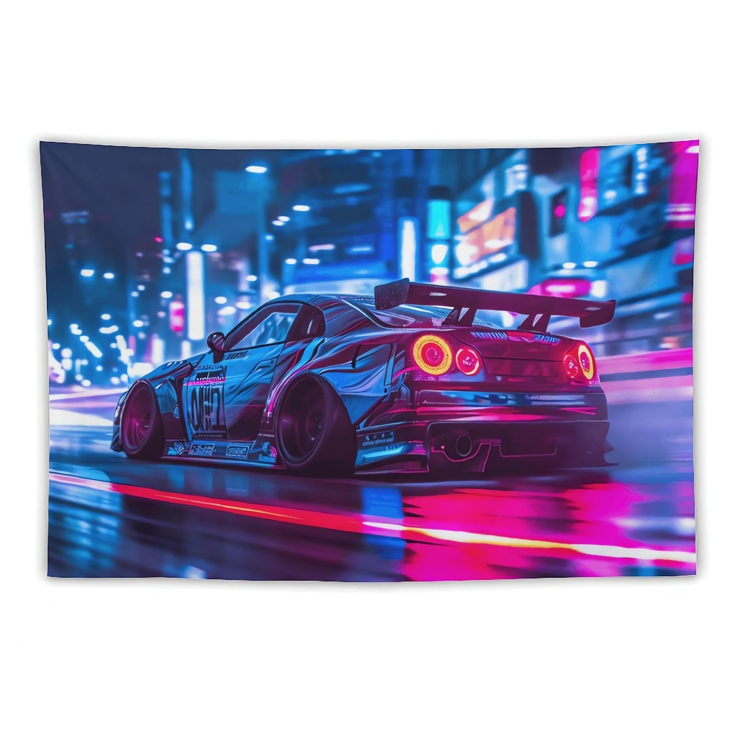 ANMOGID Jdm Car R32 Tapestry Japanese Street Wall Hanging Aesthetic Decoration For Bedroom Living Room Wall Art Tapestries 59"x39"