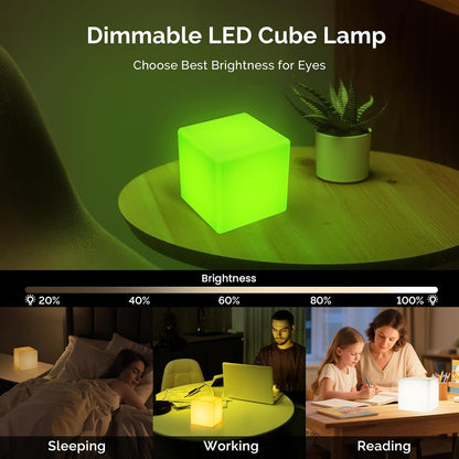 LOFTEK 4-inch LED Cube Lights, Rechargeable Night Light for Kids, Hangable
