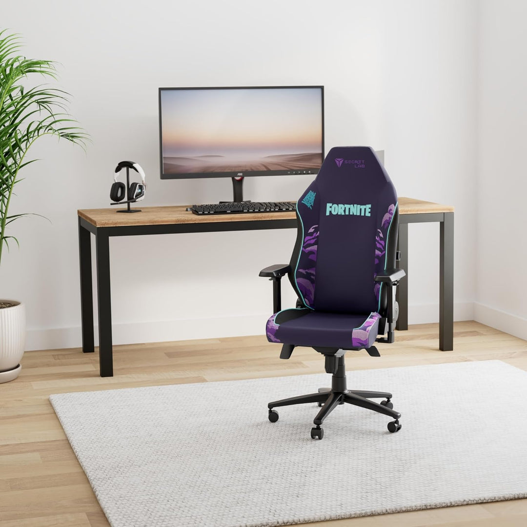 Secretlab Titan Evo Fortnite Gaming Chair - Reclining - Ergonomic & Comfortable Computer Chair with 4D Armrests - Magnetic Head Pillow & Lumbar Support - Small - Purple - Leatherette