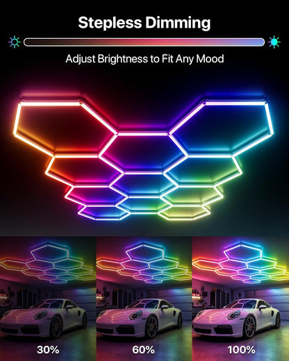 Glitgate RGB Hexagon Lights, 11-Hex with Music Sync, Timer, 100-240VAC