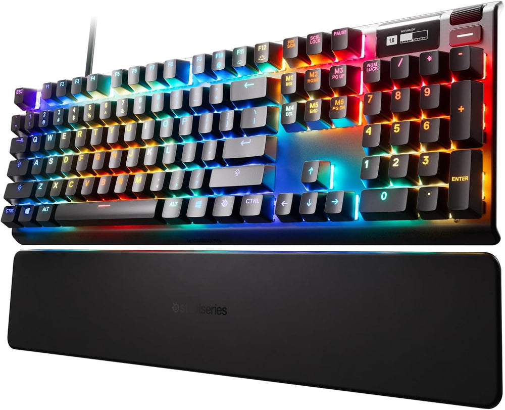 SteelSeries Apex Pro HyperMagnetic Gaming Keyboard — Adjustable Actuation — OLED Screen — RGB – USB Passthrough