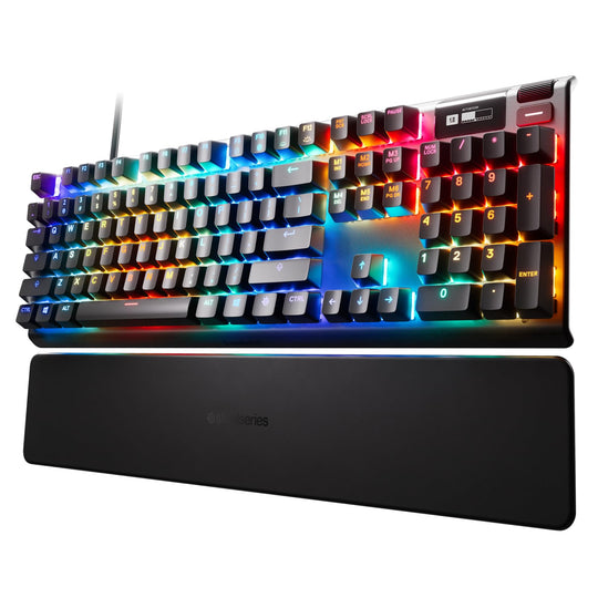 SteelSeries Apex Pro HyperMagnetic Gaming Keyboard — Adjustable Actuation — OLED Screen — RGB – USB Passthrough