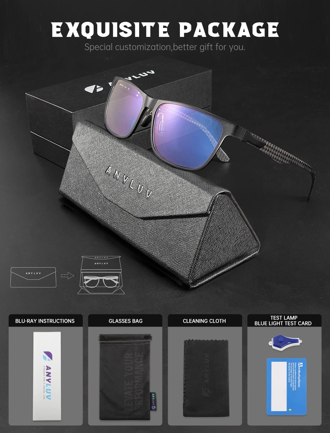 ANYLUV Blue Light Blocking Glasses Men Computer Gaming Glasses Lightweight Al-Mg Metal Anti Eyestrain UV400 Clear Lens Eye Protection 