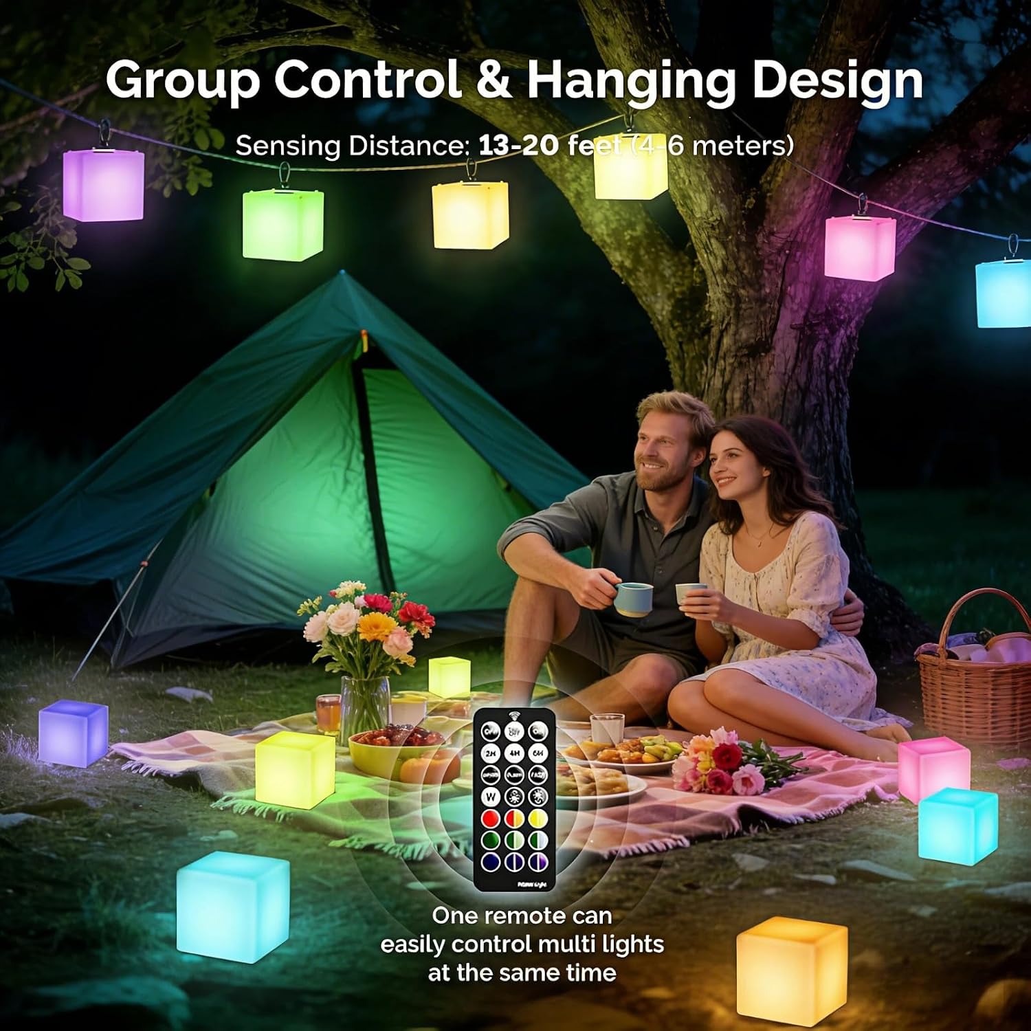 LOFTEK 4-inch LED Cube Lights, Rechargeable Night Light for Kids, Hangable
