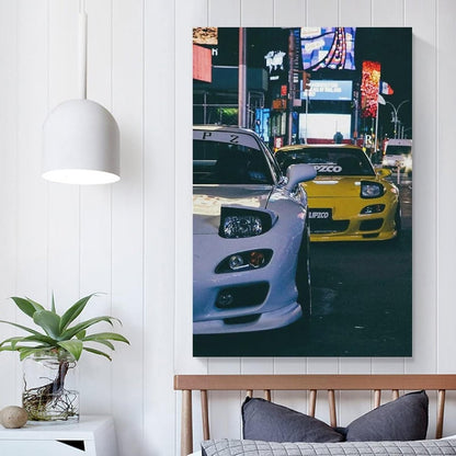 Fbroceh JDM Style Car Battle Poster Aesthetic Street Racing Wall Art Decorative Canvas Print for Home Room Bedroom 12x18inch(30x45cm)