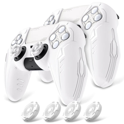 PlayVital Silicone Skin Set for PS5 Controller - Charging Dock Compatible, Full Protection Case with Futuristic CyberMech Design, Soft Cover with Thumb Grips & Stickers - Racing Green