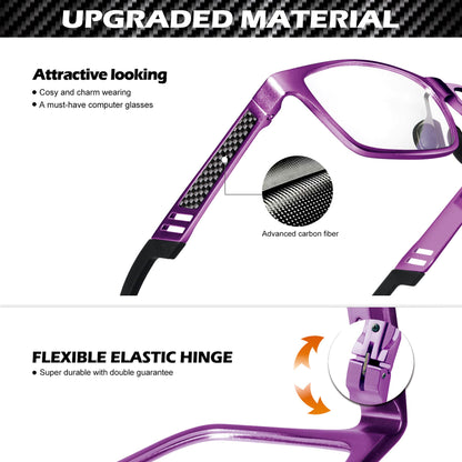 ANYLUV Blue Light Blocking Glasses Men Computer Gaming Glasses Lightweight Al-Mg Metal Anti Eyestrain UV400 Clear Lens Eye Protection 